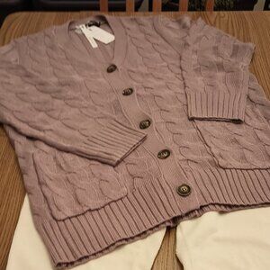 Merokeety Size XXL Lavender Cable Knit Cardigan (NWT)